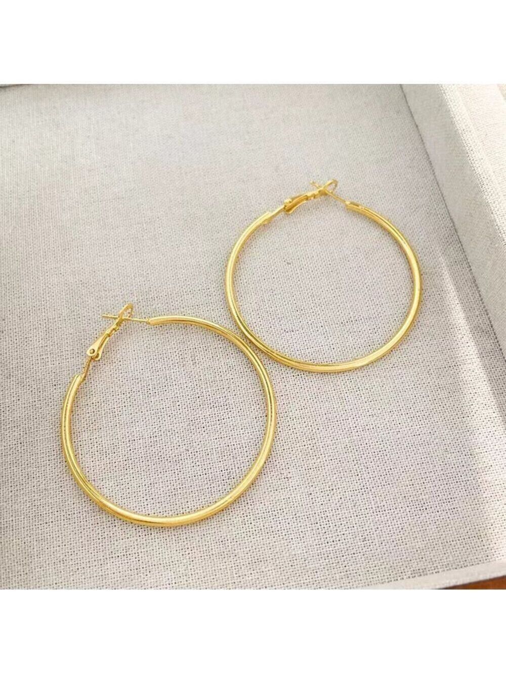 18K Gold Plated Large Hoop Earrings – Waterproof